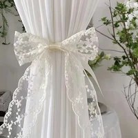 Lace Curtains Bow Ties Tiebacks INS Curtain Buckle White Beautiful Window Curtains Binding Rope Romantic Room Decor 2