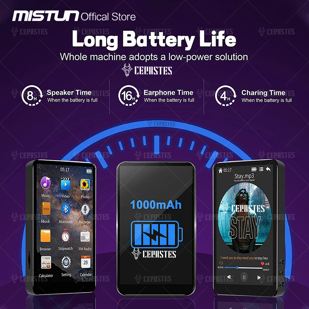 MP3 MP4 Player Bluetooth Built-in16GB Speaker 4.0 Inch Full Touch Screen HiFi Lossless Sound Mp4 Player 1080P Vedio/FM/Radio/Mp5