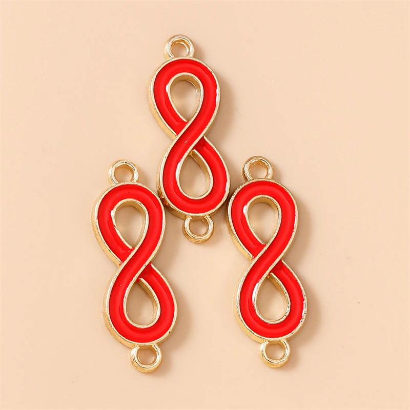 20 Stück 10 x 27 mm niedliche bunte Emaille-Infinity-Symbol-Anhänger-Verbinder für die Schmuckherstellung, Armbänder, Halsketten, DIY-Bastelbedarf – Detail 5