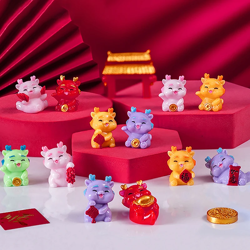 

2024 Милая Мини статуя зодиака дракона, статуэтка украшения, микро-пейзаж, украшение для дома, настольный автомобиль, Knickknacks, Новогодний подарок