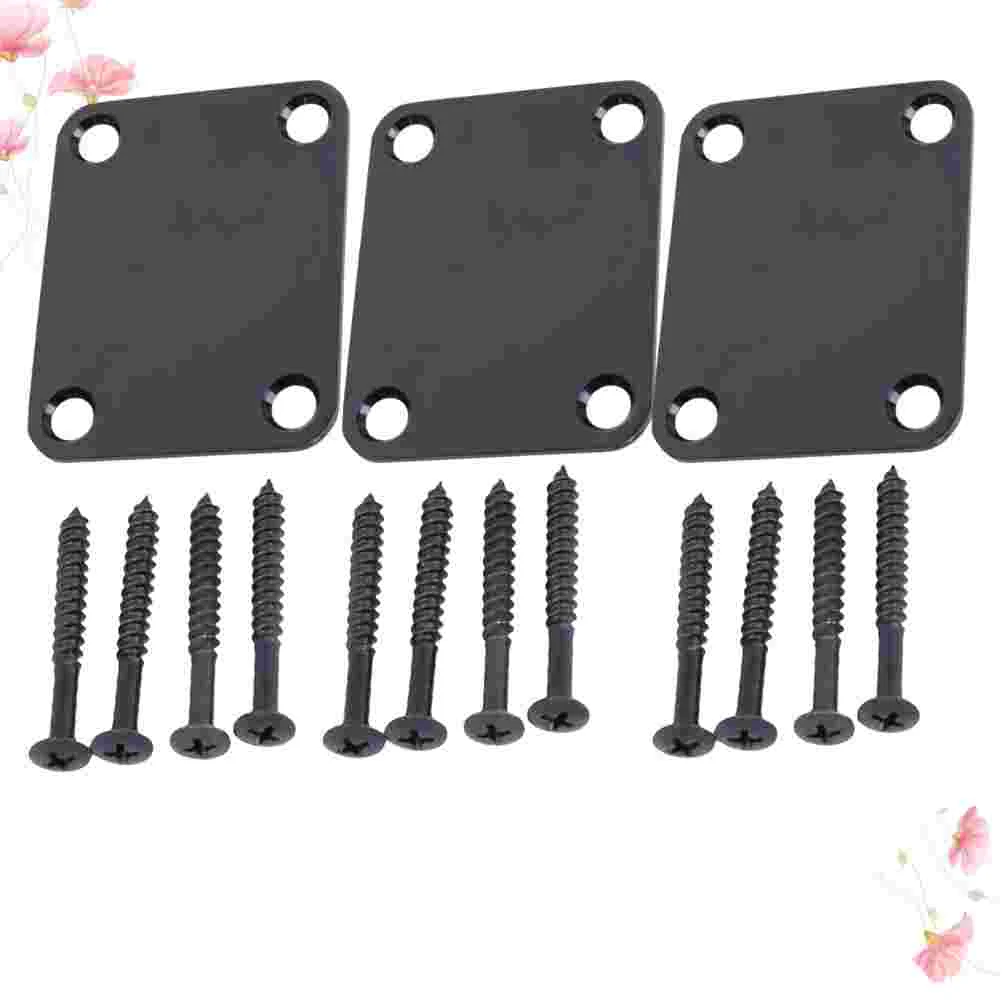 

3pcs Guitar Neck Plates with Screws Back Plates Tremolo Cavity Covers Replacement for Electric Guitar Bass ( Black )