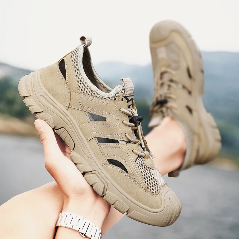 

Summer New 2023 Men Sandals Beach Sandals Mesh Sports Sandals Sweatproof And Non-Slip Outdoor Sports Closed Toe Slippers