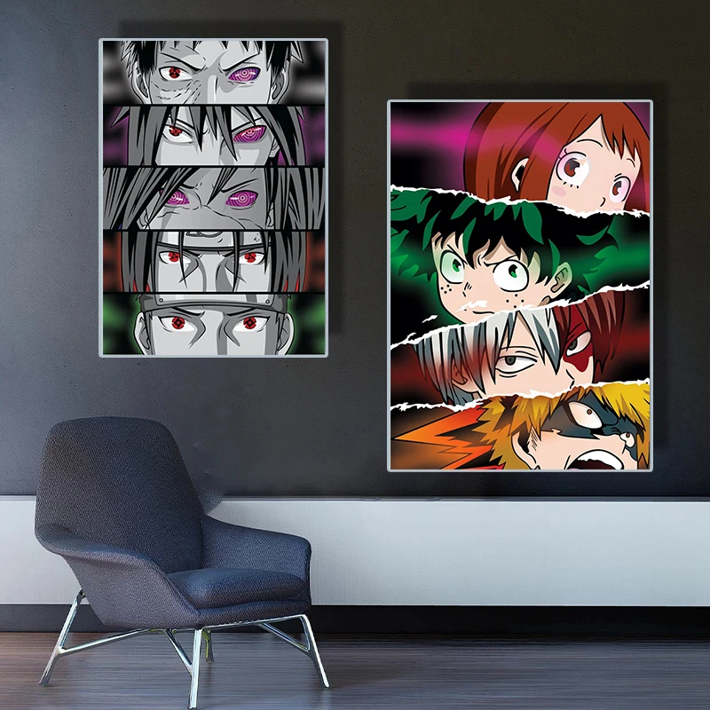 Meu herói academia demônio slayer olho anime personagem poster caçador x  hunter olhos jujutsu kaisen pintura em tela quarto menino decoração da sua  casa - AliExpress