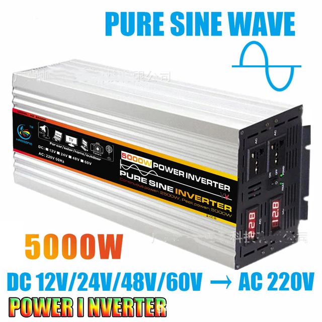 Onduleur À Onde Sinusoïdale Pure 1000w, 12/24/48/60v Vers 220/50hz