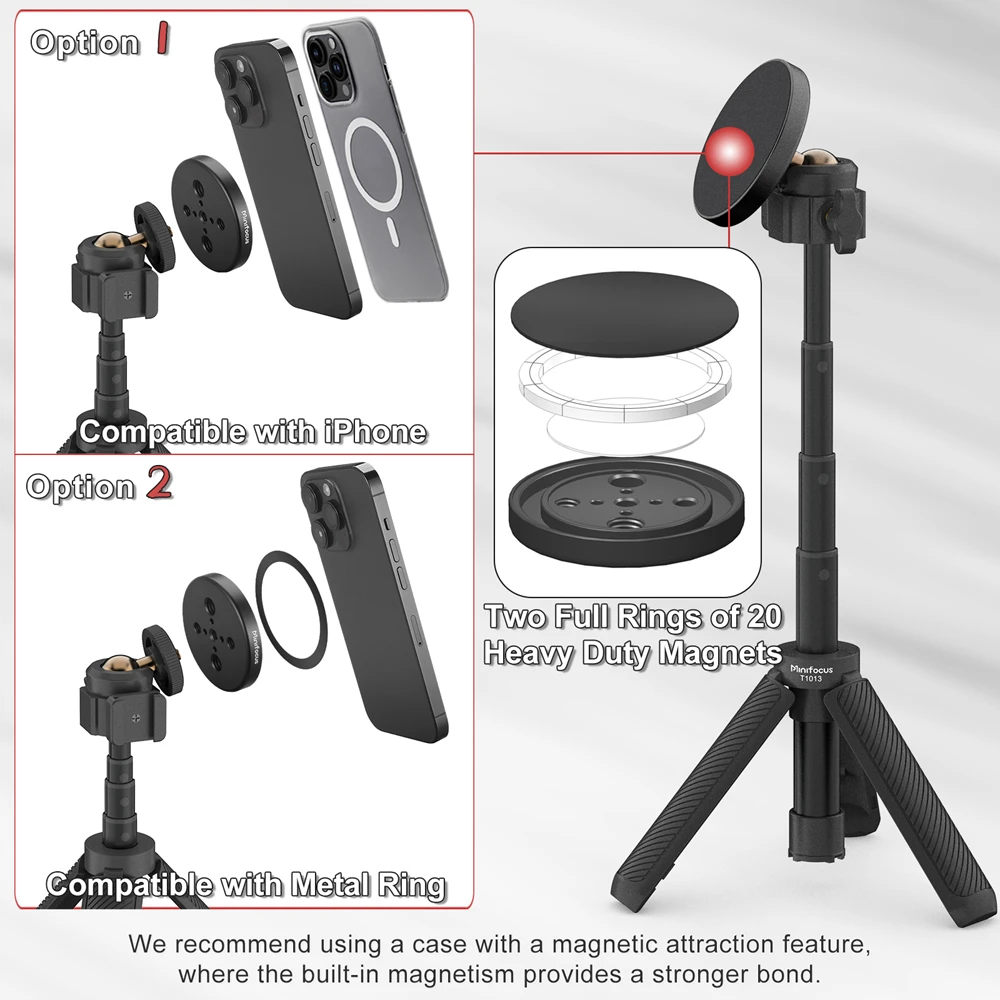 Trépied Magnétique Pliable Pour IPhone Et Smartphones - Support Avion, Pince De Serrage, Compatible MagSafe