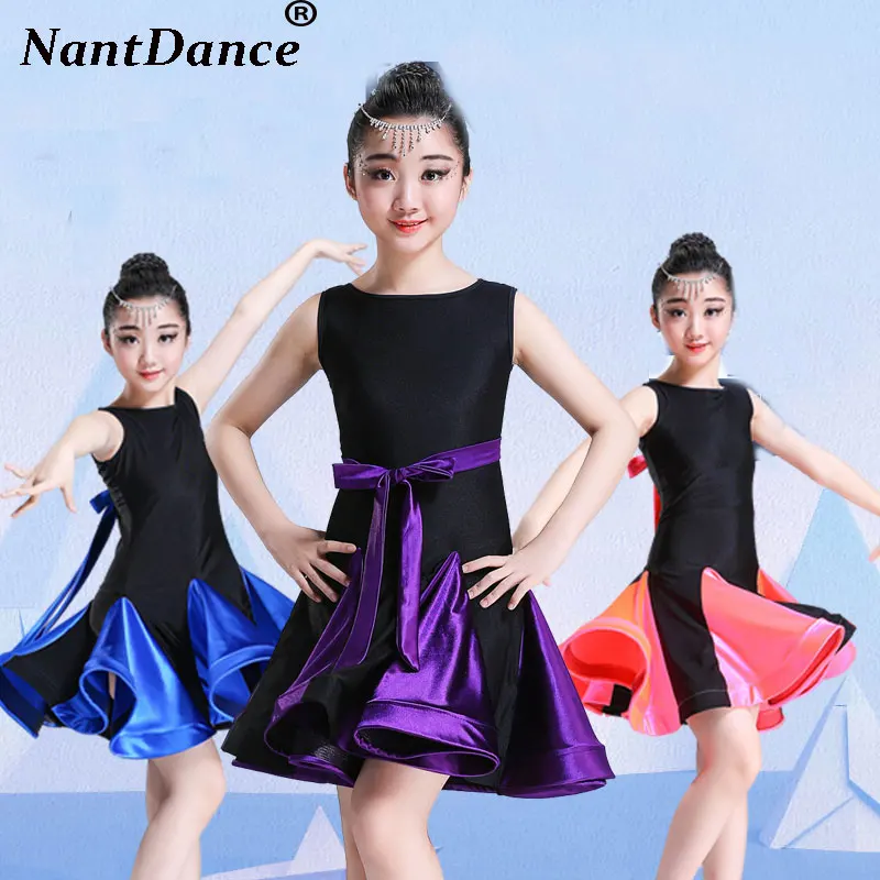 

Kids Latin Dance Dress for Girls Latin Dance Clothes Salsa Costume Black Red Competition Ballroom Tango Dresses Dancing Outfits