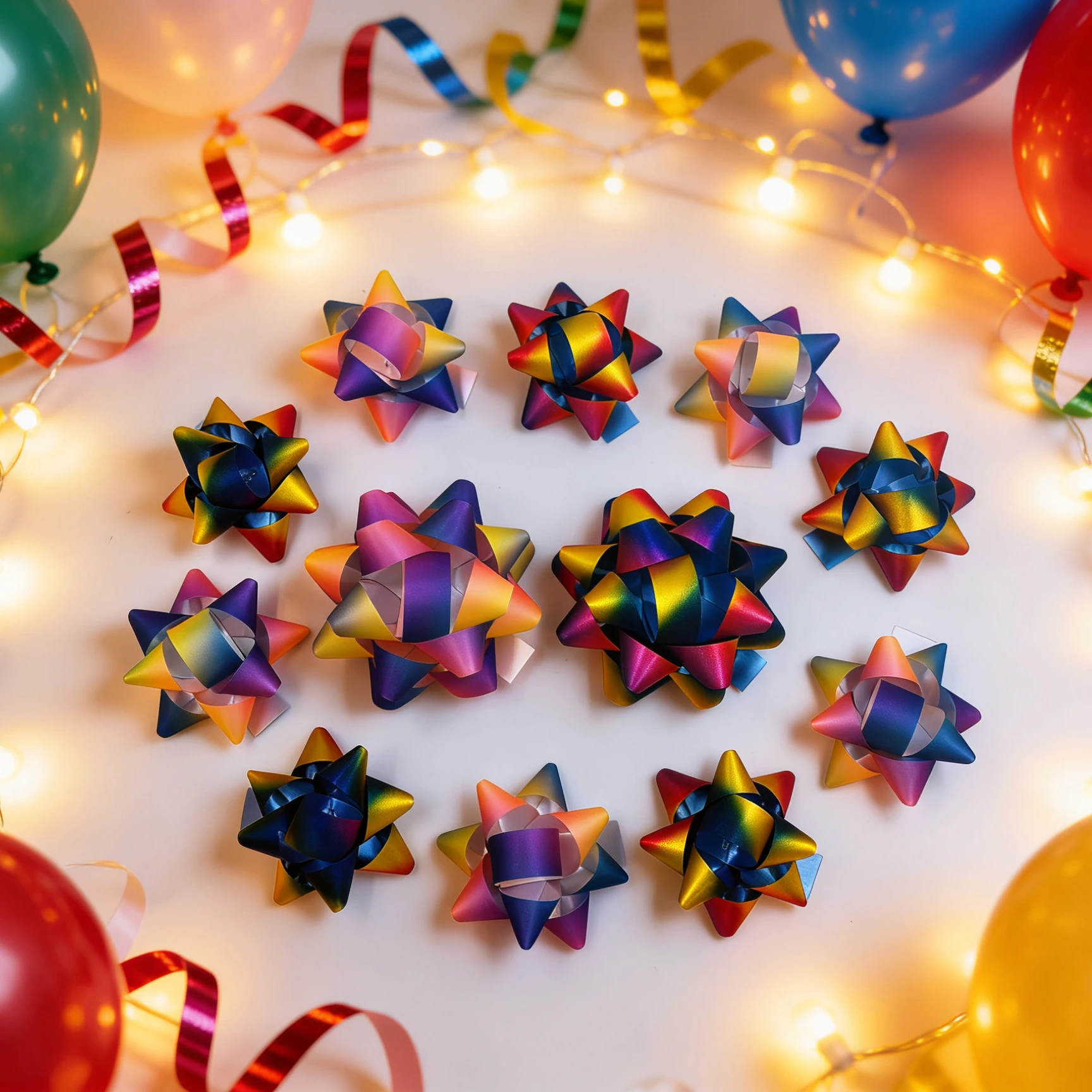 Neue 12 Stück 4 Zoll 3 Zoll regenbogenfarbenes Glitzerband Geschenkschleifen für Hochzeit, Geburtstag, Weihnachten, Party, Babyparty, Feiern – Detail 1