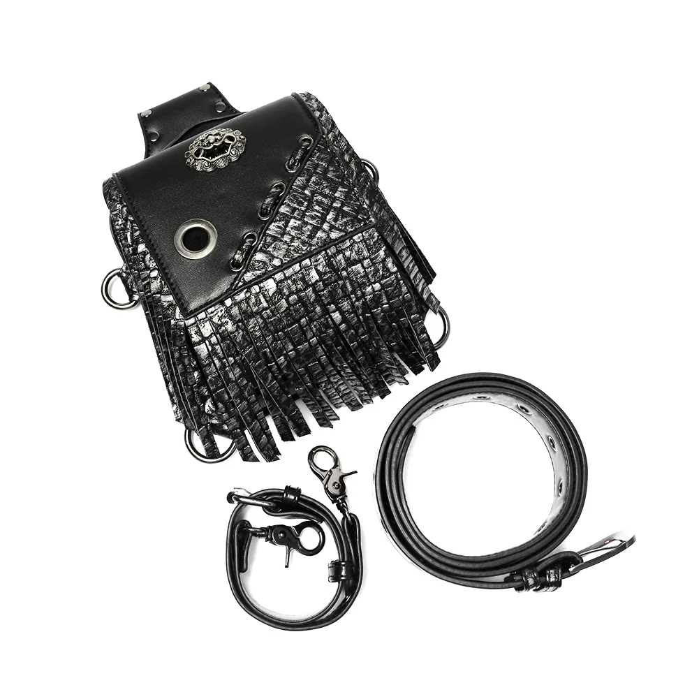 Steam Punk men's waist bag pu leather outdoor tactical bag women's tassel bag Fanny Pack Belt Bag Leg Bag Bum Bag Chest Bag