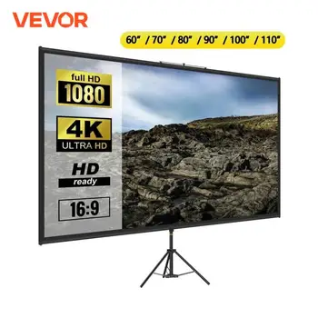 VEVOR 60 70 80 90 100 110 Inch Tripod Projector Screen 1