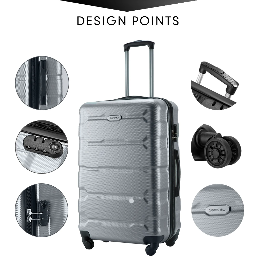 Pull Bar Suitcase 4PCS luggage sets suitcase on wheels Women spinner rolling luggage ABS travel suitcase set hardside trolley case bag travel bag,pull bar suitcase