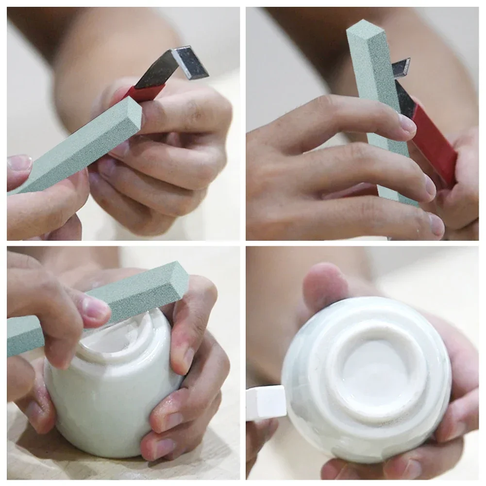 5PCS Small Coarse Grinding Ceramic Whetstone Ceramic Bottom Sticky Glaze Polishing Grinding Pottery Tools Polishing Stone Tools