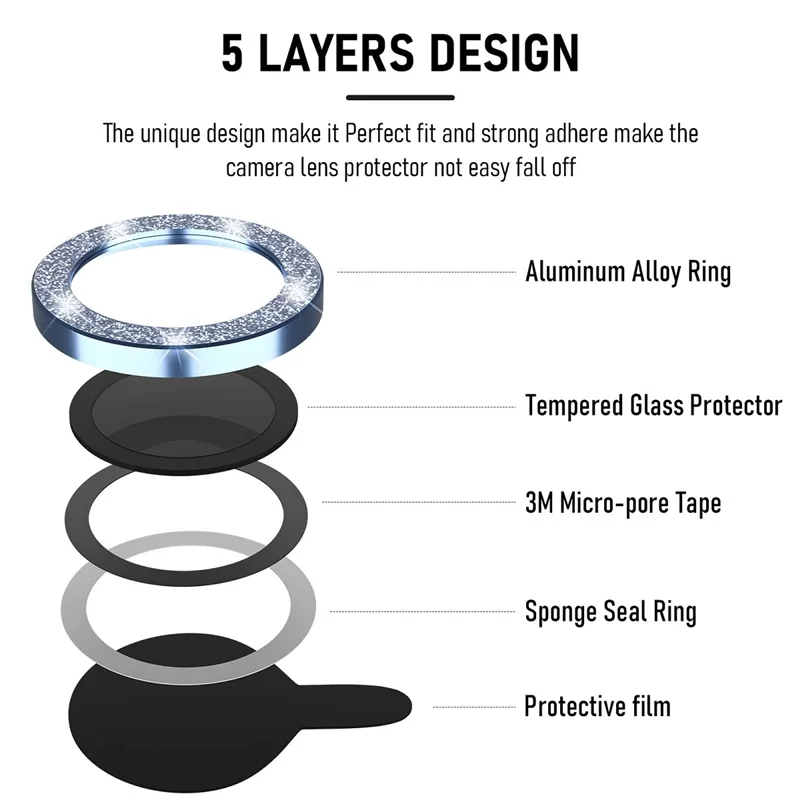 Enhanced Metal Ring Glass Camera Lens Protector, Premium Phone Cover Accessory
