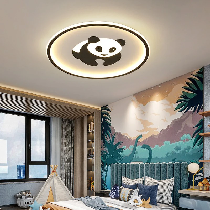 

Потолочный светильник в виде Милого Животного, панды, светодиодные потолочные светильники для детской комнаты, мальчика, спальни, мультяшный милый Декор, потолочная люстра для детской комнаты, умная