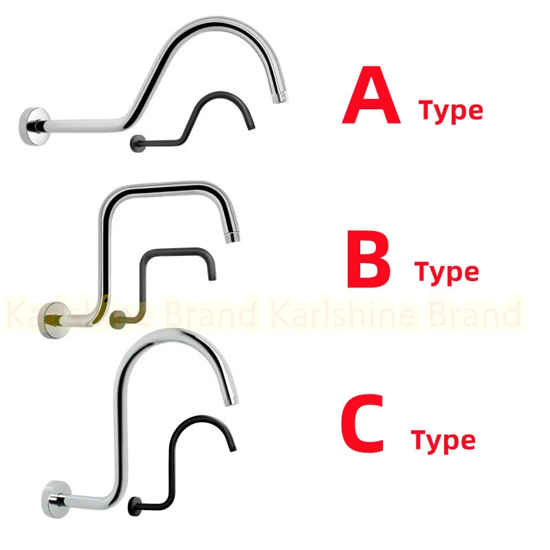 Description Picture 2 of itemStainless Steel Black Shower Head Arm Extension Tube S Shaped Showerhead High Riser Pipe Fixed Bar For Bathroom Accessories
