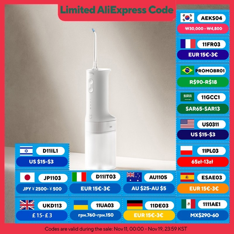 XIAOMI MIJIA Electric Oral Irrigator 2 – Ultrasonic, 3 Modes, 200mL Tank, 2-Min Auto-Off,90-Day Gentle Use,Water Flosser Dental