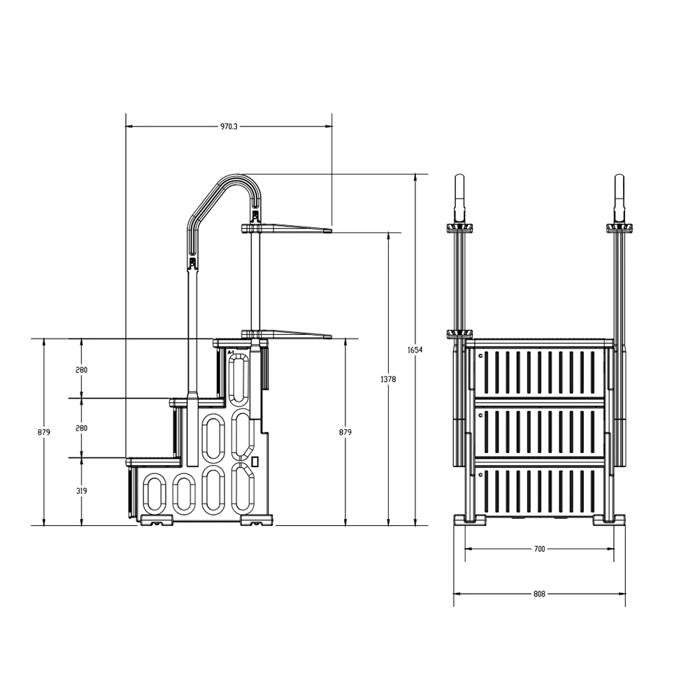 Reinforced Pool Ladder Lightweight Plastic Pool Escalator Detachable Above Ground Pool Step for Various Sizes Swimming Pools