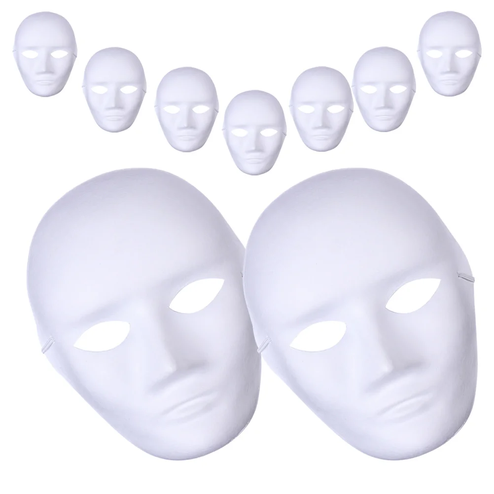 

9 Pcs Eco-friendly Paper Pulp Mask Decorate Unpainted Masks for Crafts Blank Prop DIY Cosplay Party Men and Women