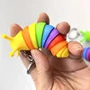 Mini Fidget Slug Keychain Toys 3D Articulated Stretch Caterpillar Sensory Stress Relief Flexible Hand Toy Keyring Bag Pendents 4