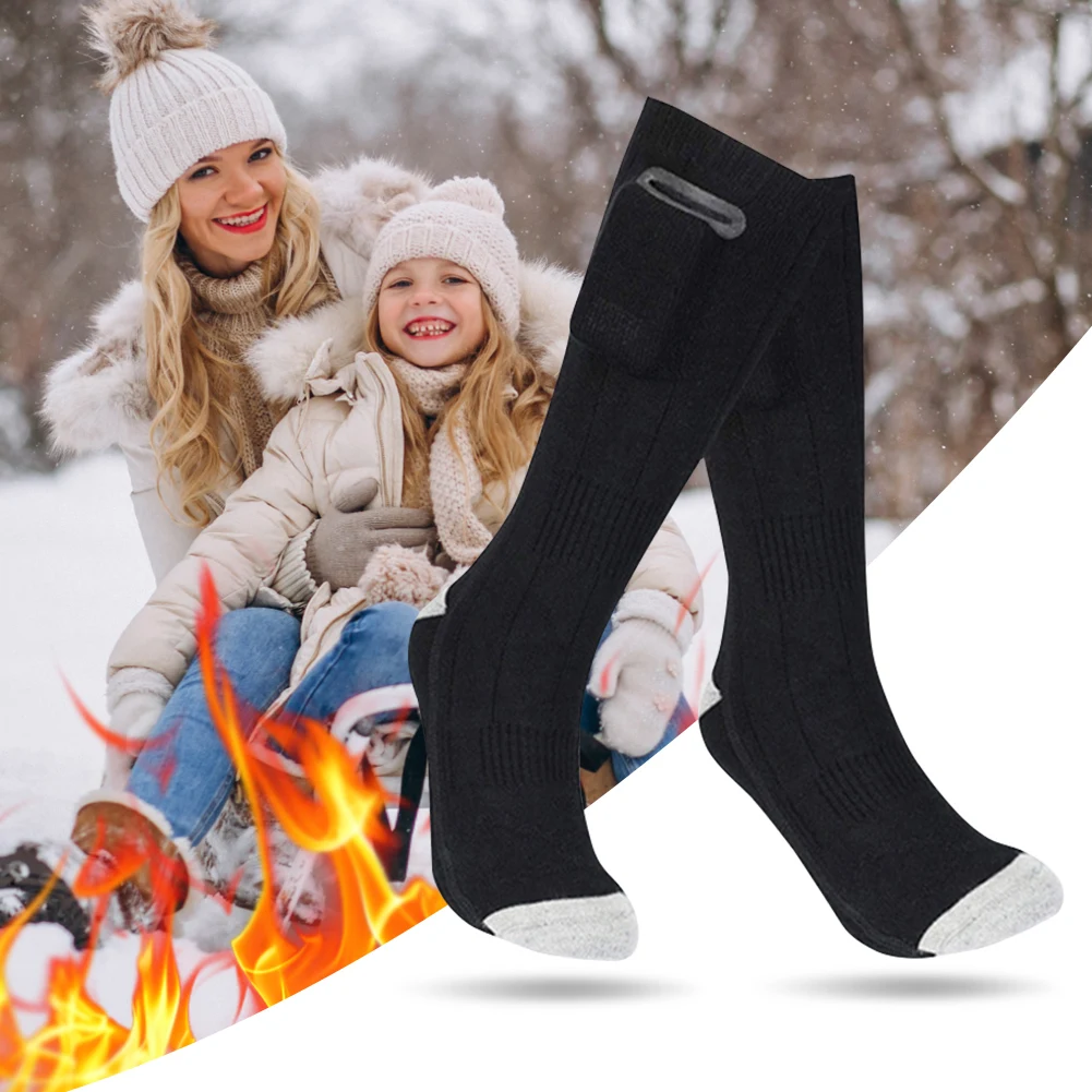 Electric Heated Socks Rechargeable Skiing Sock Breathable Outdoor Sport Socks Warm Cotton Socks for Fishing Cycling Hunting
