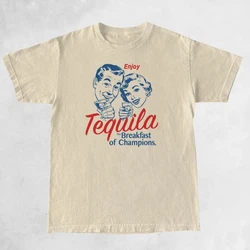 Retro Tequila Graphic Tee - Vintage Unisex Fashion Top - L (Beige)