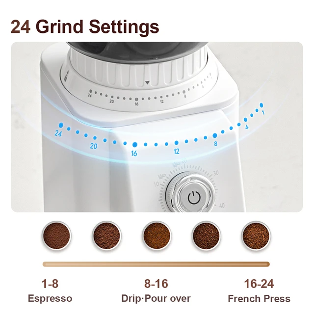 Petrus Coffee Grinder With Portafilter Hoder With 24 Precise Grind Settings Espresso Drip Percolator French Press(220V) 2