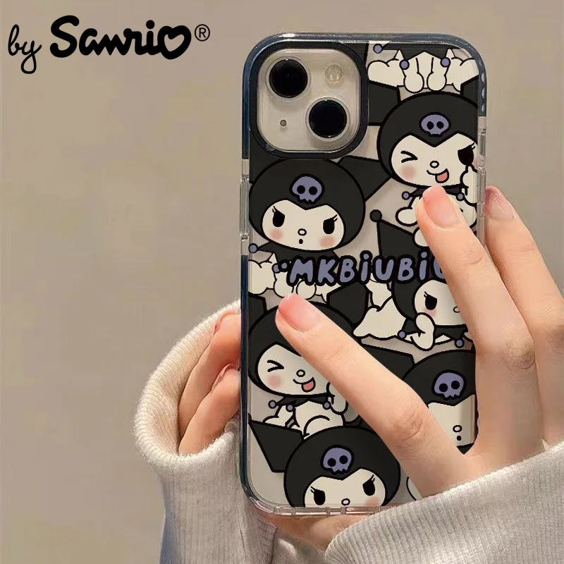 

Sanrio Kuromi Mobile Phone Case Kawaii Cartoon Transparent Anti-fall Anti-slip Soft Cover Case for IPhone 14 13 12 Promax Pro