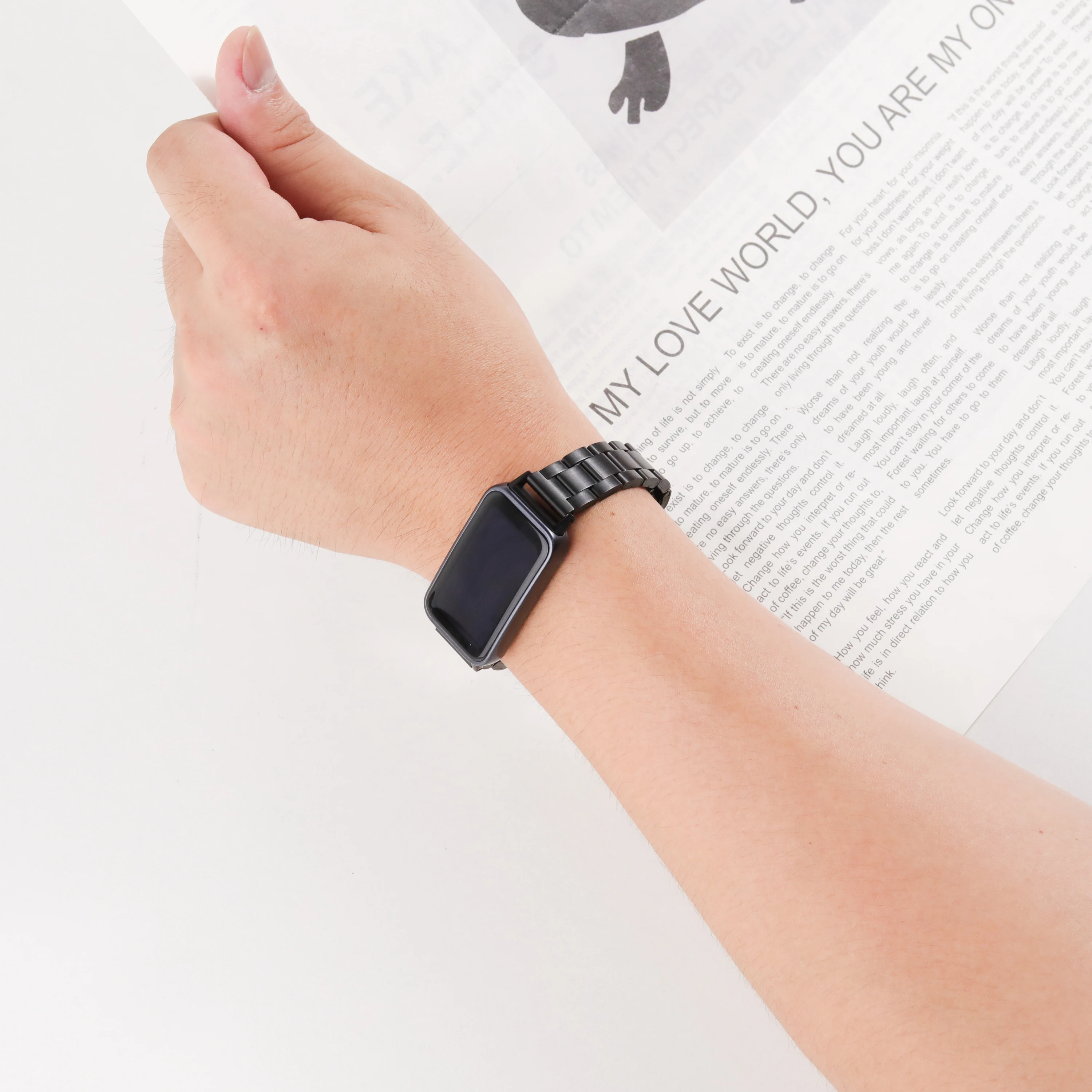 Armband für Huawei Band 10 9 8, NFC-Zubehör, Edelstahl, Metall, Ersatz-Armband, Correa, Huawei Band 10, Uhrenarmbänder – Detail 13