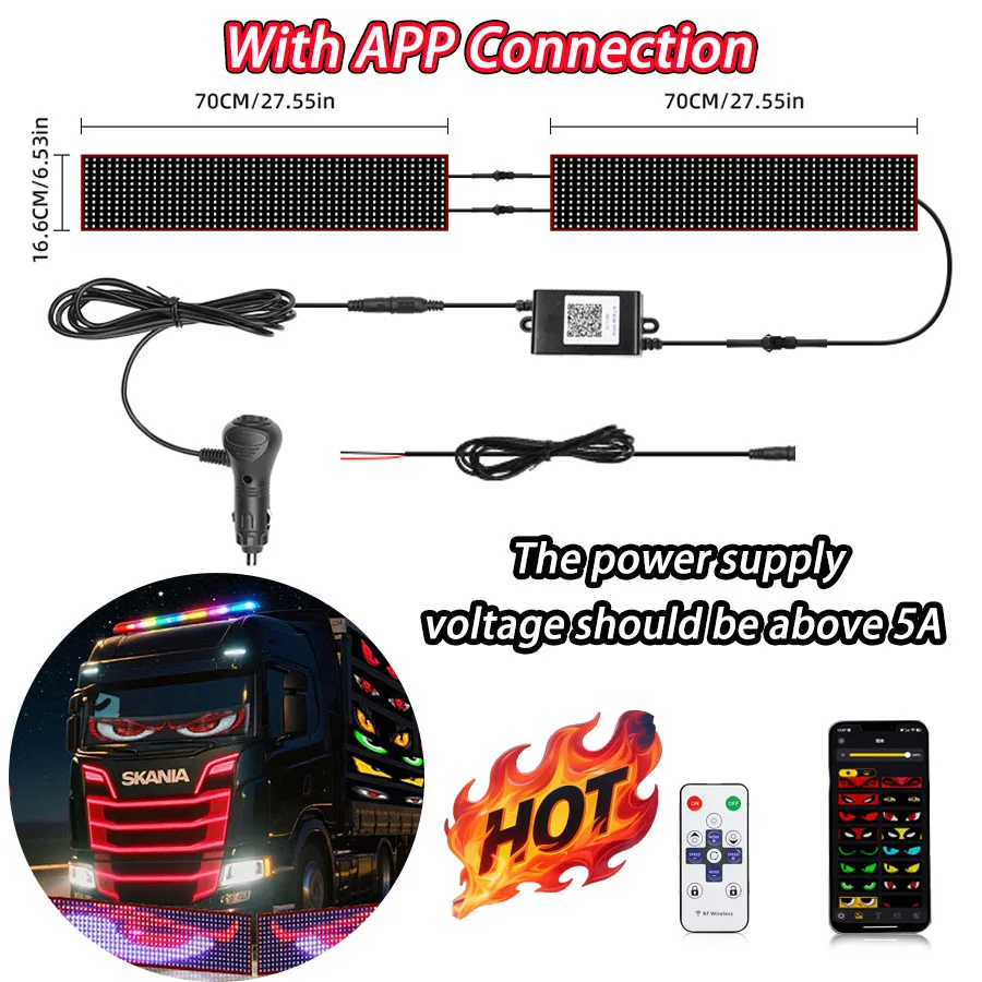 ตัวเลือกสินค้า ไฟ LED กราฟฟิตี้ ตกแต่งกระจกหน้ารถบรรทุก 12V