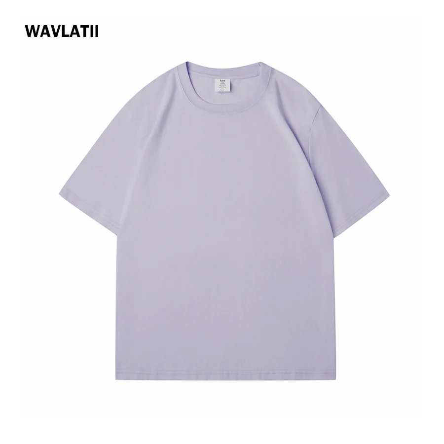 WAVLATII Women New Casual Solid T shirts Female White Black Short Sleeve Summer Tees Lady 100% Cotton O-neck Unisex Tops WT2501 5