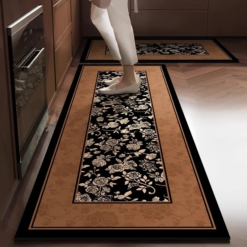 PVC Kitchen Floor Mat Modern Geometric Minimalist Art Oil-proof Waterproof Bedroom Carpet Non-slip Wear-resistant Balcony Rug 러그