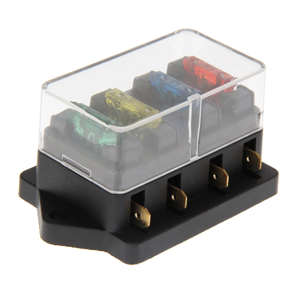 

4 Way Blade Fuse Box Block Holder Vibration Resistant Fuse Box Block Holder Car Vehicle Circuit Accessory