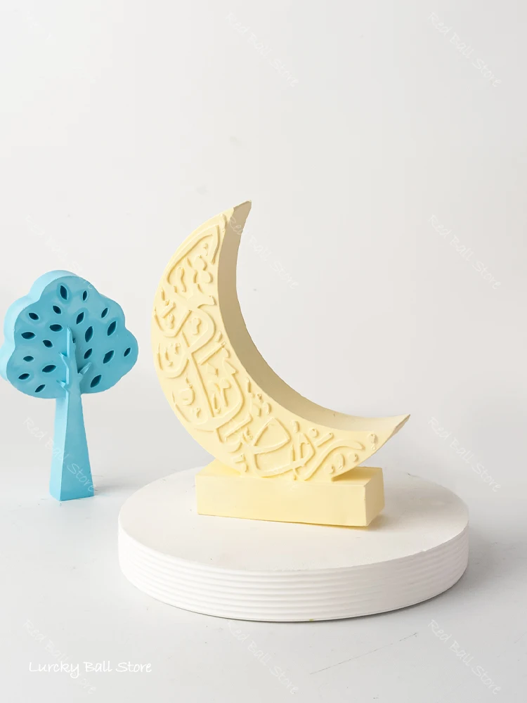 Description Picture 3 of itemCrescent Moon Candle Silicone Mold Eid Mubarak Ramadan Decor Handmade Soap Making Resin Gypsum Concrete Carving Patterns Molds
