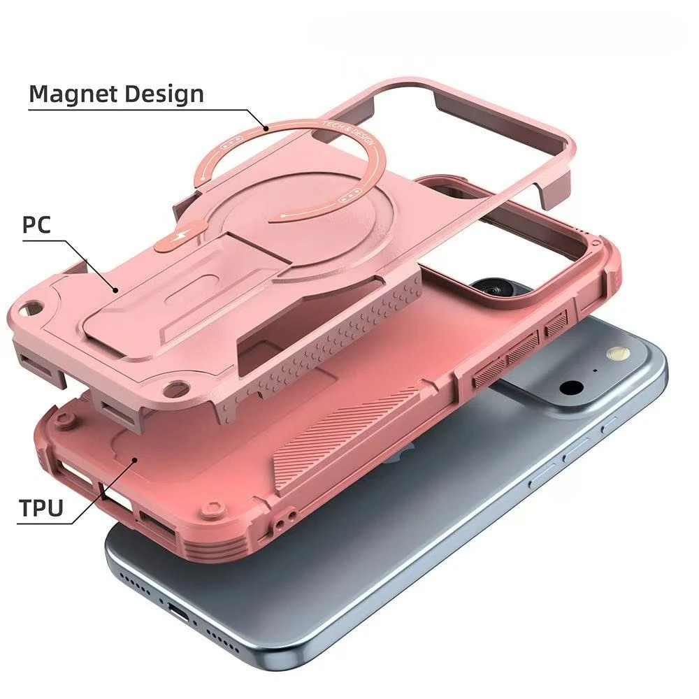 Invisible Folding Magnetic Phone Case with Shockproof Collision Color Cover