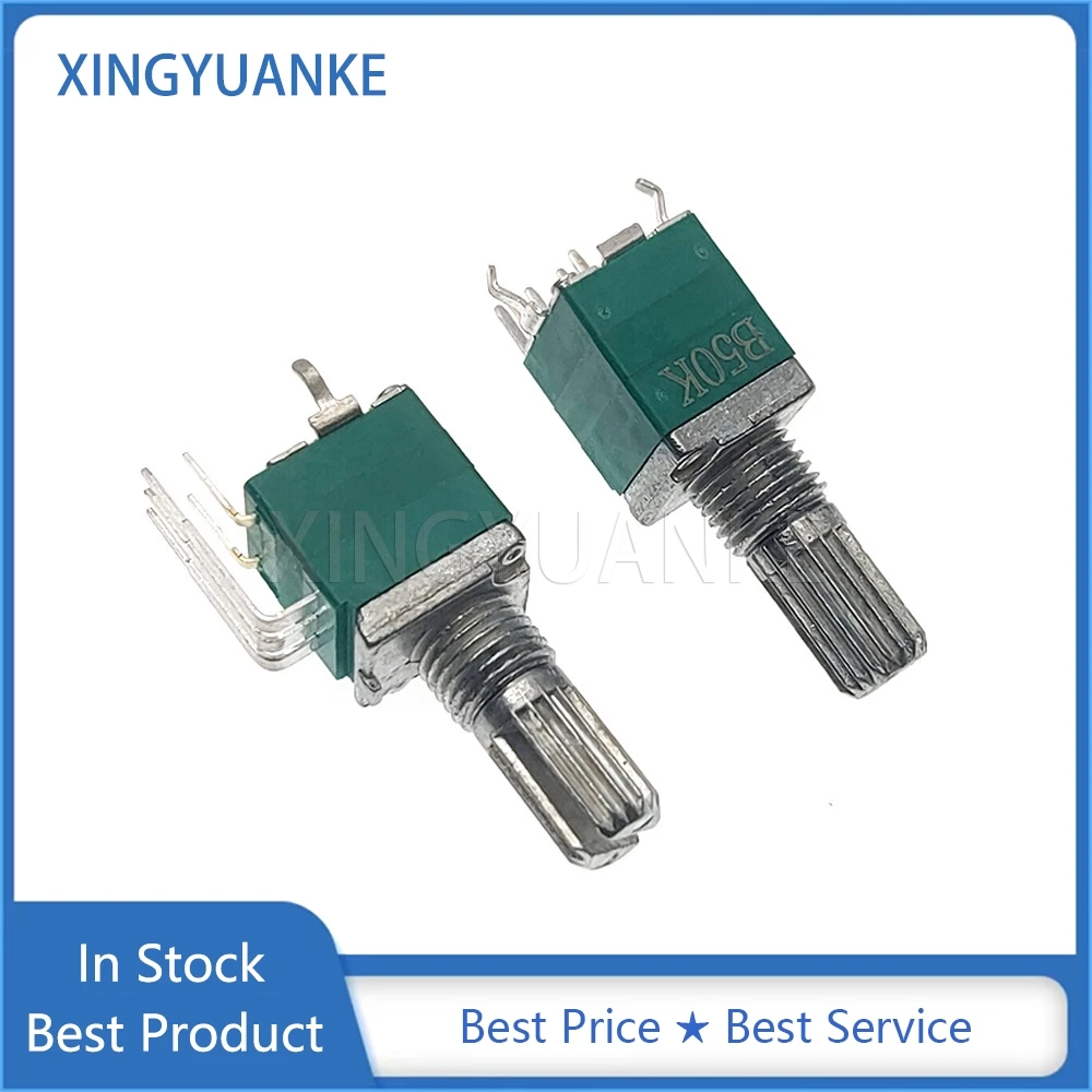 RV097NS Single Link Vertical 5-Pin Potentiometer With Switch B10K B50K B100K Bend Feet Flower Shaft 15MM 5PCS