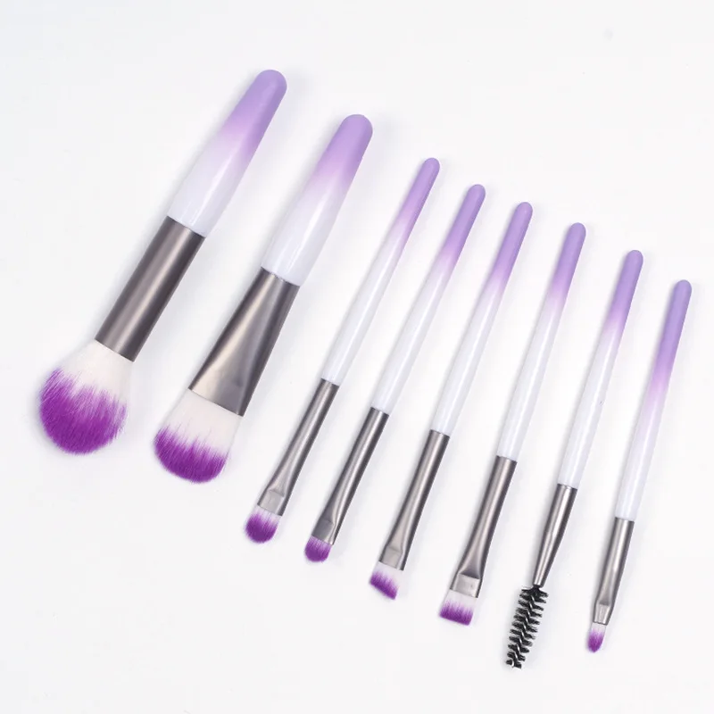 8Pcs Gradient Purple Makeup Brushes Set Cosmetic Powder Eye Shadow Foundation Blush Blending Concealer Make Up Travel Brushes
