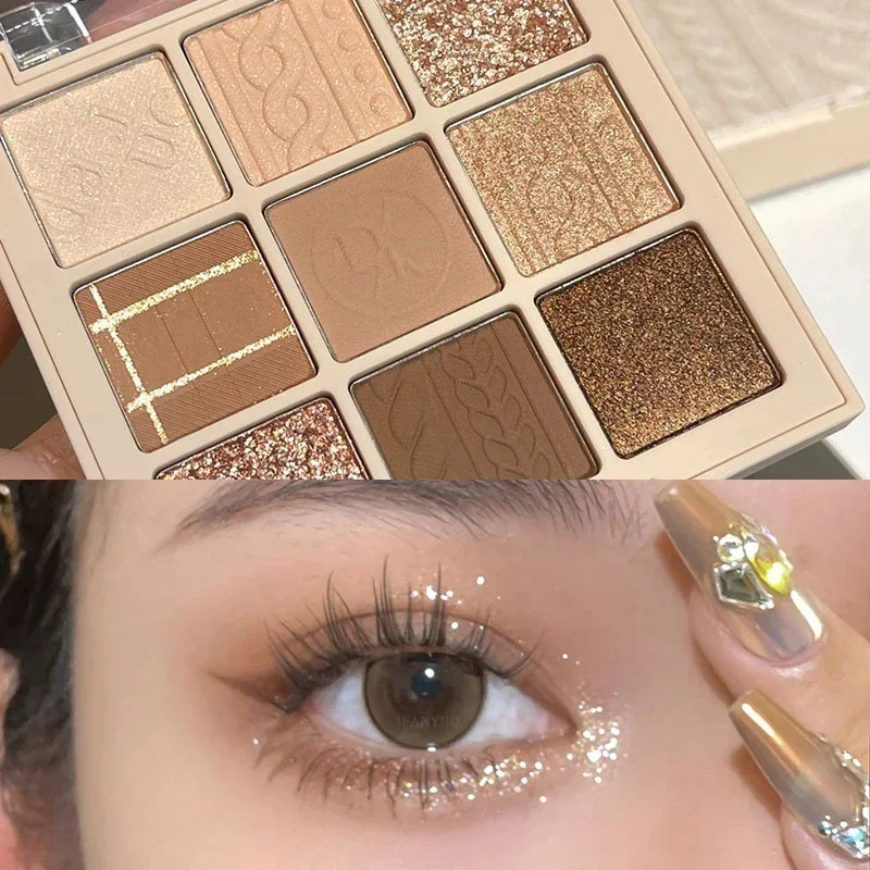 Knitted Pattern Eyeshadow Palette Glitter Matte Pink Pearlescent Shimmer Shinny Pigment Diamond Eyeshadow Korean Cosmetic Makeup eye shadow,eye shadow plate