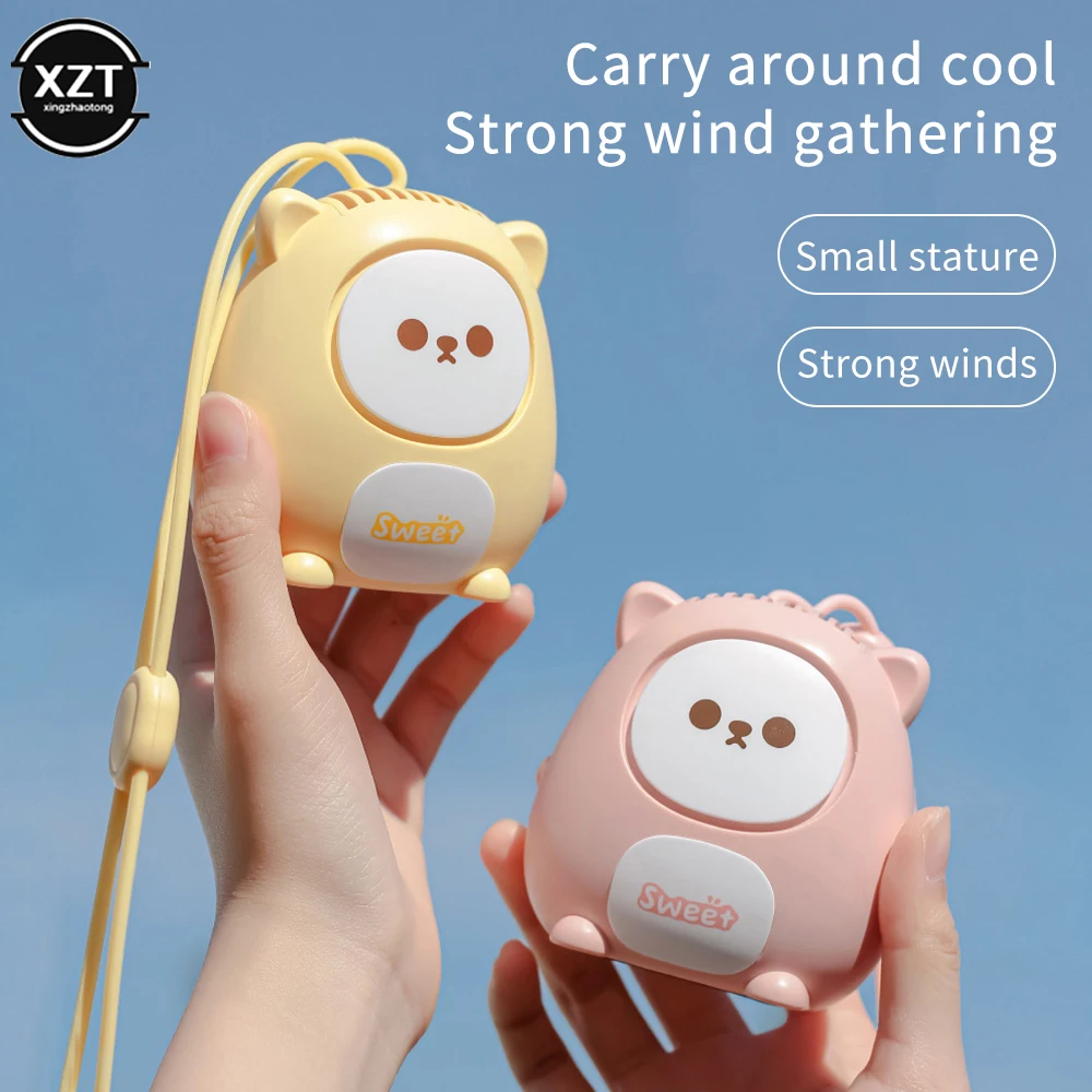 

USB Rechargeable Portable Mini Hanging Neck Fan Cute Handheld Small Fan Outdoor Travel Cooling Fan Air Conditioning