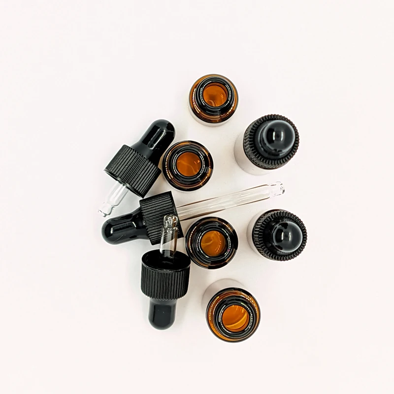 100pcs 1ml/2ml/3ml/5ml Mini Amber Glass Dropper Bottle for Essential Oil Aromatherapy Bottles With Cap Cosmetic Empty Containers dropper bottle