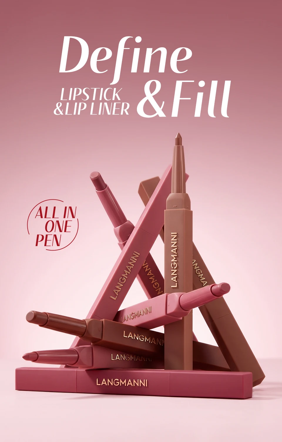 Double Ended Rose Nude Matte Lip Liner Waterproof Long Lasting_voghion.com