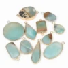 Trendy Natural Amazonite Gold-Plated Edge Charms Pendant Water Drop Oval Round Pendant for Jewelry Making DIY Necklace Bracelets 5