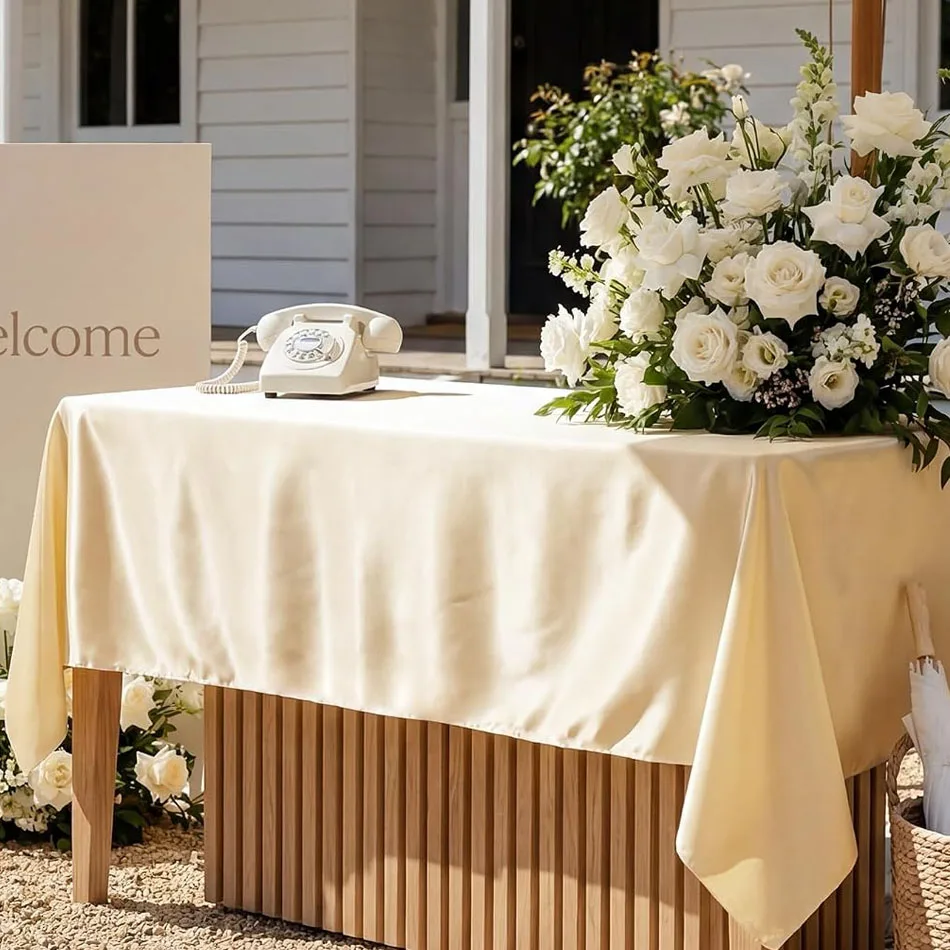 Rose Gold Satin Tablecloth - Nordic Elegance Wedding and Party Table Cover