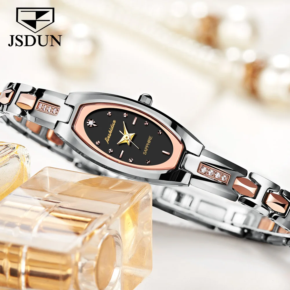 JSDUN 女性 クォーツ時計 タングステンスチール ローズゴールド カジュアル 腕時計 Ladies watch : OUPINKE メンズ 自動巻き 機械式 トノ ダイヤモンド