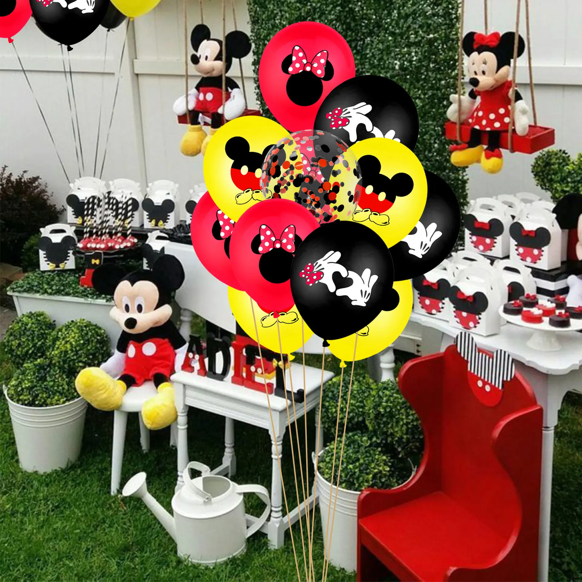 

Disney Anime Mickey Mouse Theme Children's Birthday Cake Insert Banner Balloon Set Minnie Mickey Party Decoration Supplies Gifts