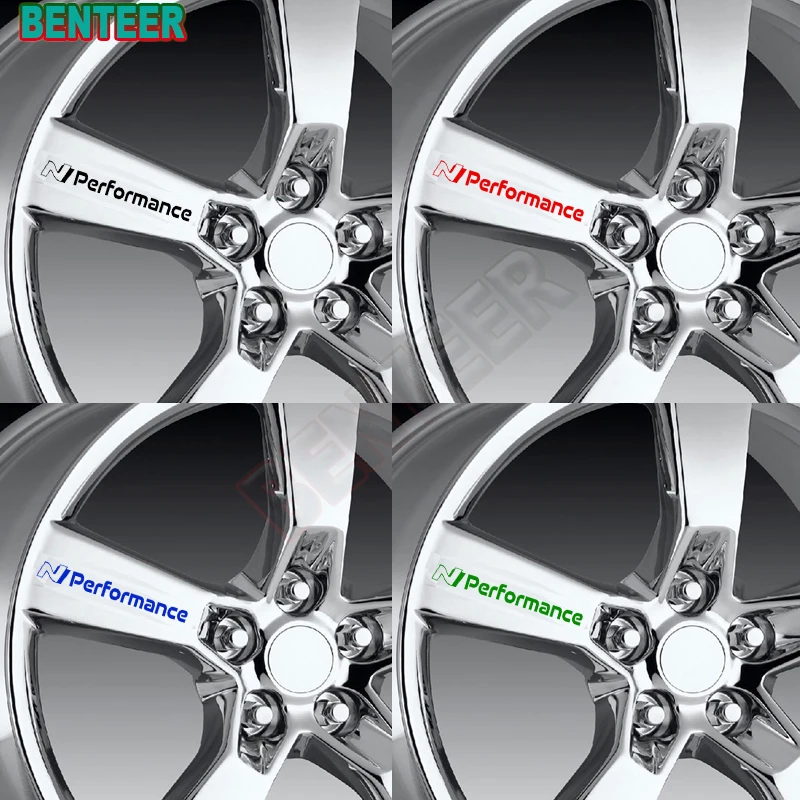 4X N Performance Car Wheel Sticker Per Hyundai Tucson Kona Sonata Genesis Solaris Veloster I10 I30 I20 I40 I35