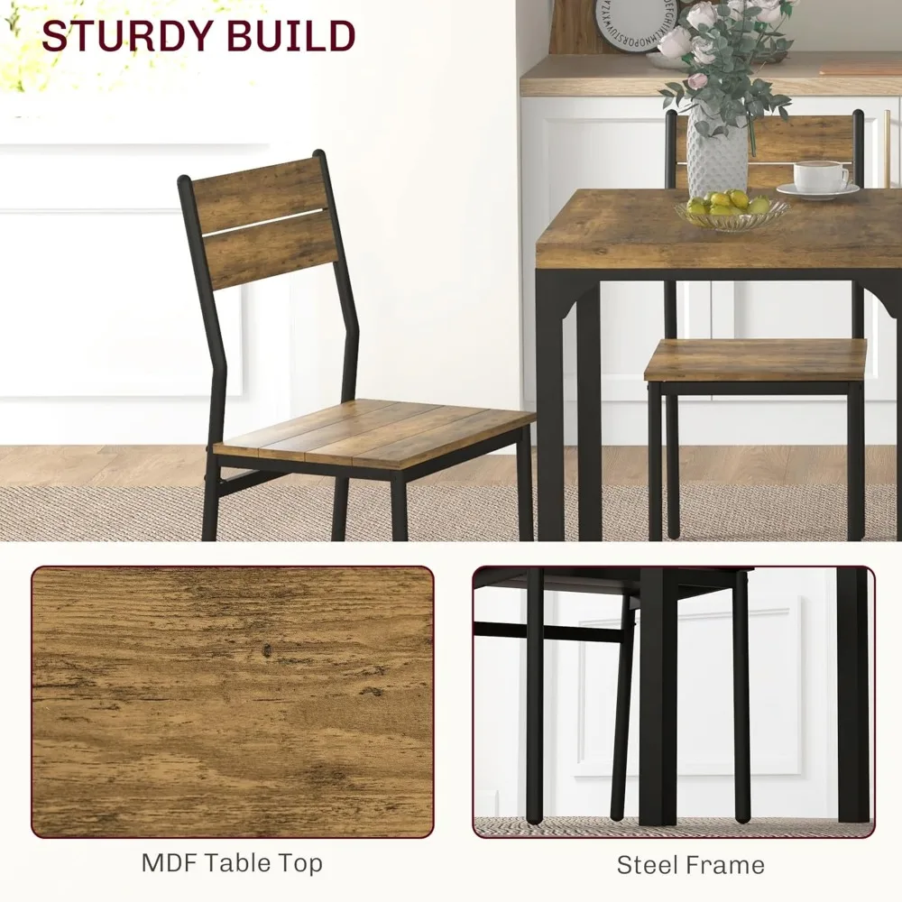 3 Piece Dining Table Set for 2, Modern Kitchen Table and Chairs, Dining Room Set for Breakfast Nook, Small Space, Apartment 4