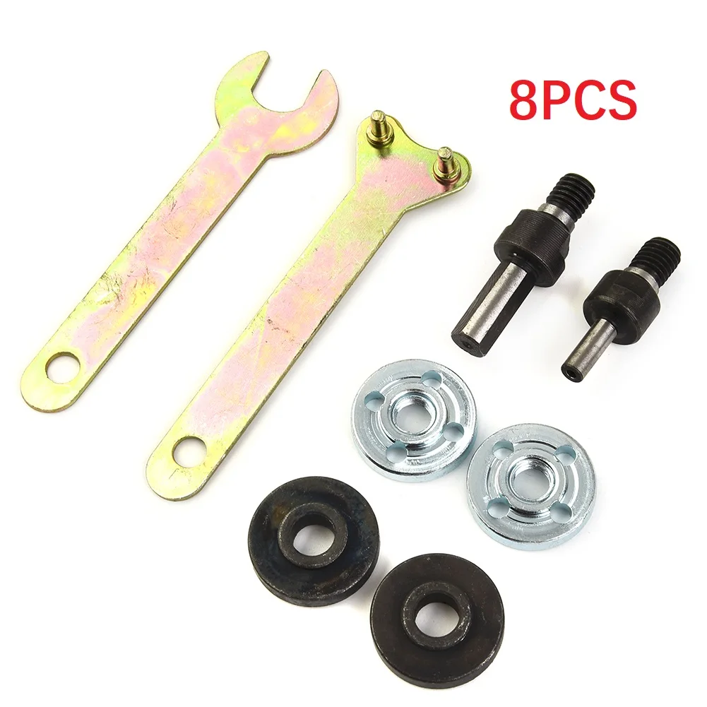 

6/10mm Spanner Connecting Rod kit 8 pcs Adapter Disc Electric drill For Angle Grinder Mandrel Wrench Useful Durable