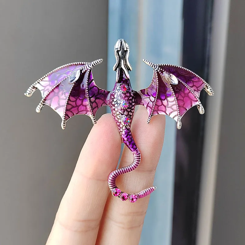 Enamel Dragon Brooches Fashion Enamel Dragon Brooches For Men Women Rhinestone Flying Dragon Clothes Suit Party Office Brooch Pins Jewelry Accessories