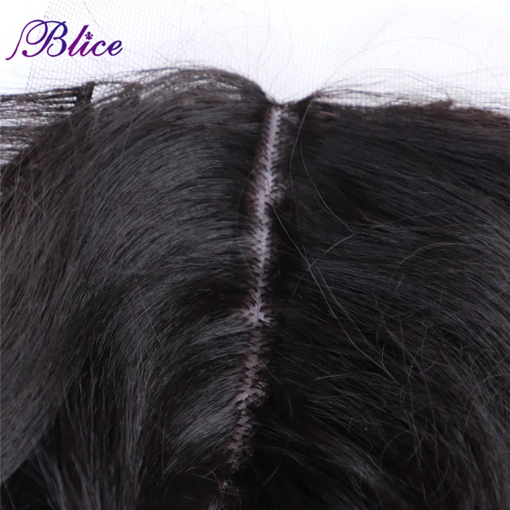 Blice Synthetic Hair Bundles With Closure Mixed Hair Extensions Curly Wave Style Natural Line Closure