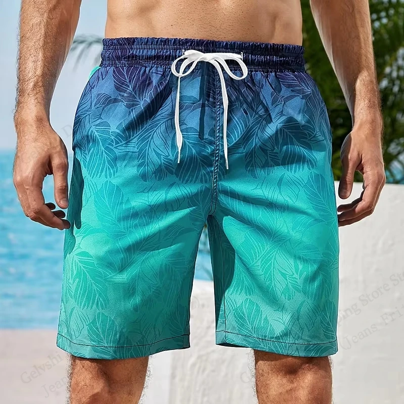 Summer Men's Swimwear Board Shorts Flower Leaf Pattern Beach Shorts Gym Fitness Pant Surfing Trunks Men Swimsuit Brief Quick Dry 2