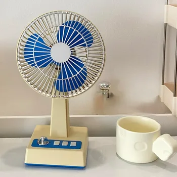 레트로 선풍기 책상 선풍기, 휴대용, 큰 바람, 조용한 선풍기, 기숙사 사무실 USB 충전식 팬, 소형 데스크탑 전기 선풍기 냉각 팬